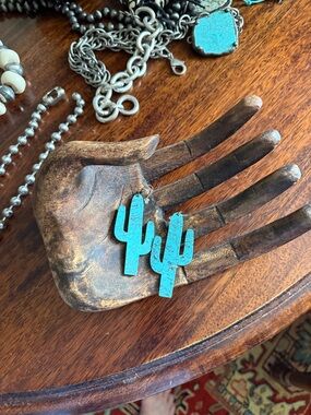 Turquoise Cactus Dangle Earrings